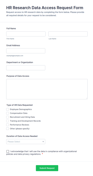 HR Research Data Access Request Form Template