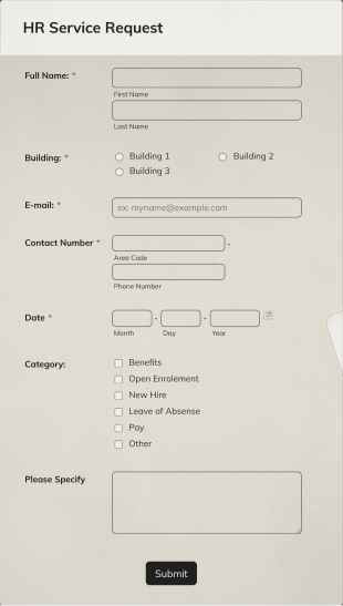 Hr Service Request Form Template