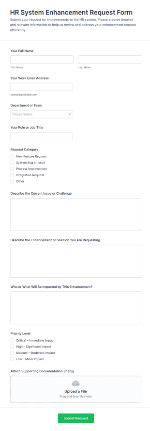 HR System Enhancement Request Form Template