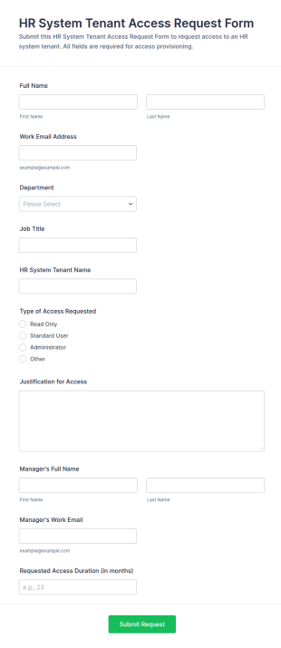 HR System Tenant Access Request Form Template