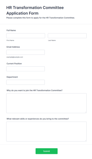 HR Transformation Committee Application Form Template