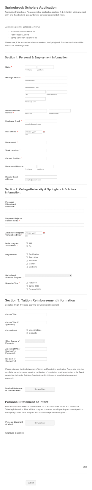 HR Tuition Assistance Application Form Template