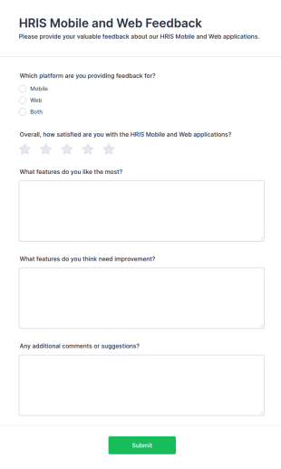HRIS Mobile And Web Feedback Form Template