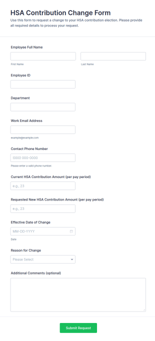 HSA Contribution Change Form Template