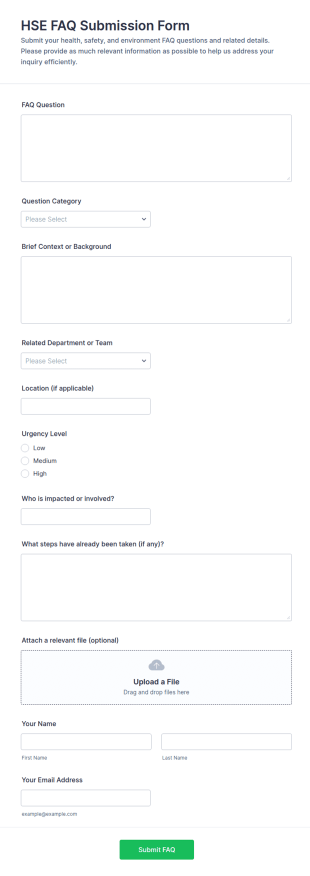 HSE FAQ Submission Form Template
