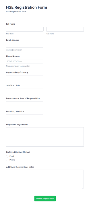 HSE Registration Form Template