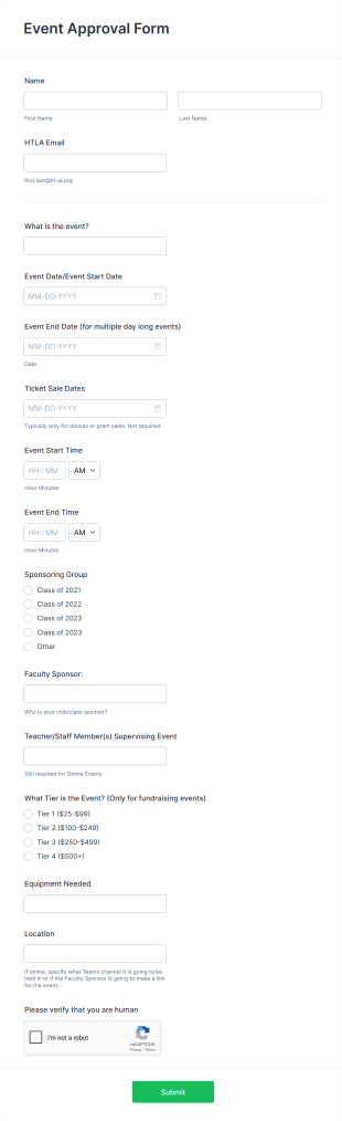 Official Event Approval Form Template