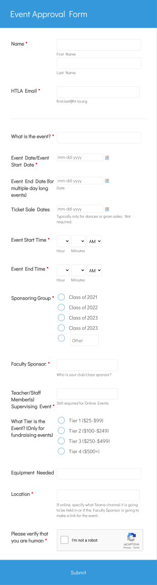 HTLA Event Approval Form Template