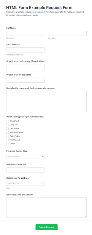 HTML Form Example Request Form