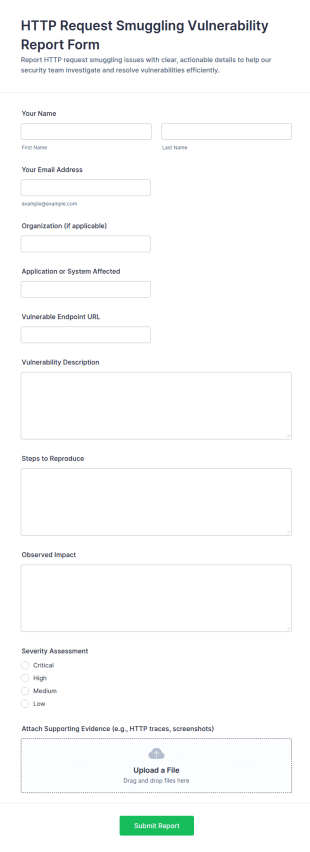 HTTP Request Smuggling Vulnerability Report Form Template