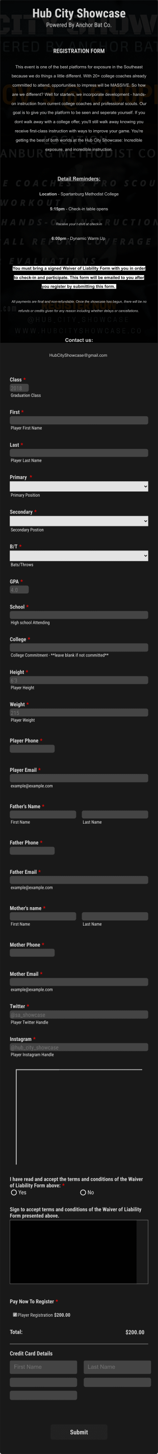 Hub City Showcase Form Template