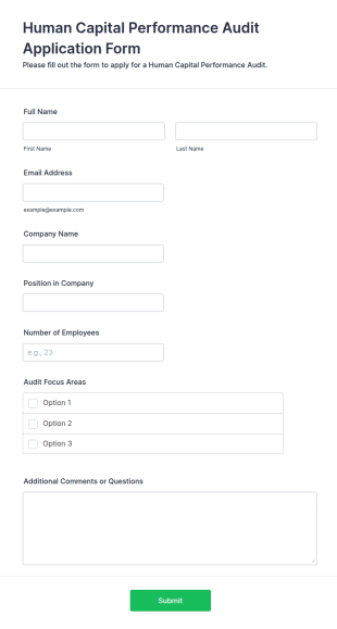 Human Capital Performance Audit Application Form Template