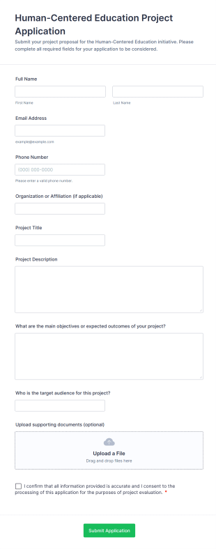 Human Centered Education Project Application Form Template