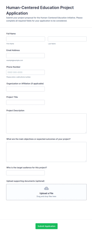 Human Centered Education Project Application Form Template