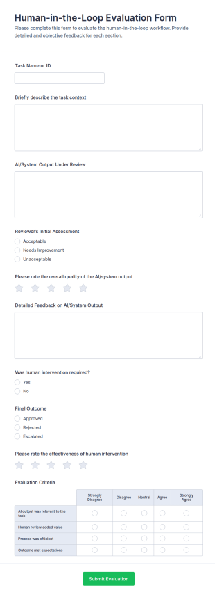 Human In The Loop Evaluation Form Template