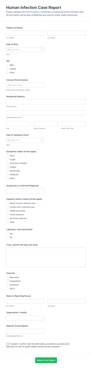 Human Infection Case Report Form Template