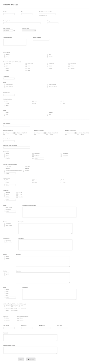 HRD Training Log Form Template