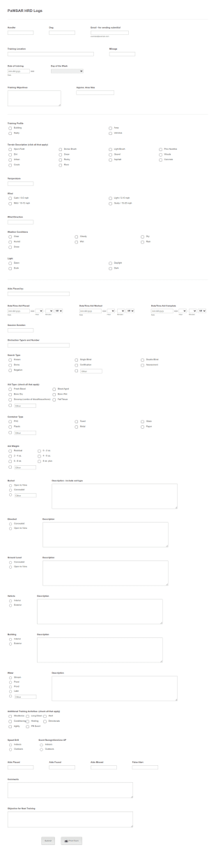 HRD Training Log Form Template