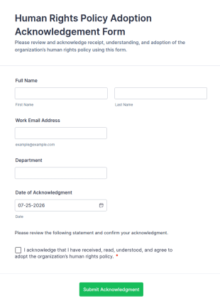 Human Rights Policy Adoption Acknowledgement Form Template