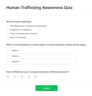Human Trafficking Awareness Quiz Form Template