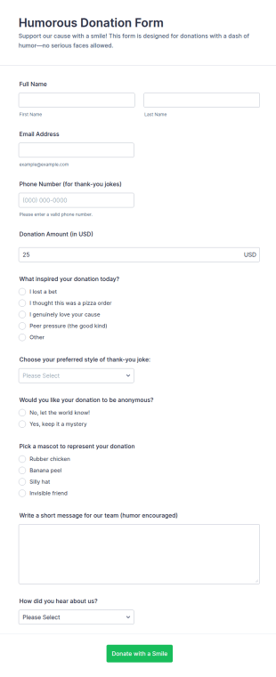 Humorous Donation Form Template