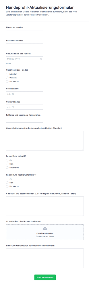 Hundeprofil Aktualisierungsformular