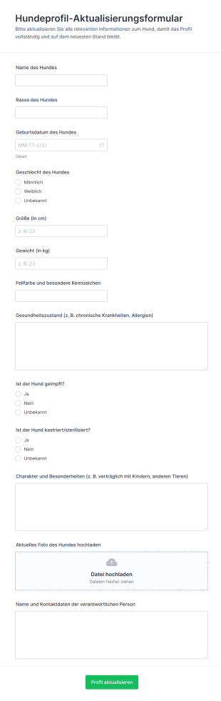 Hundeprofil Aktualisierungsformular