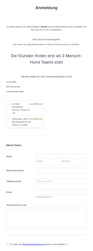 Formular Für Hundeschulen Form Template