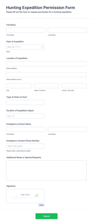 Hunting Expedition Permission Form Template