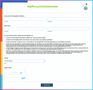 Hüpfburg Erlaubnisschein