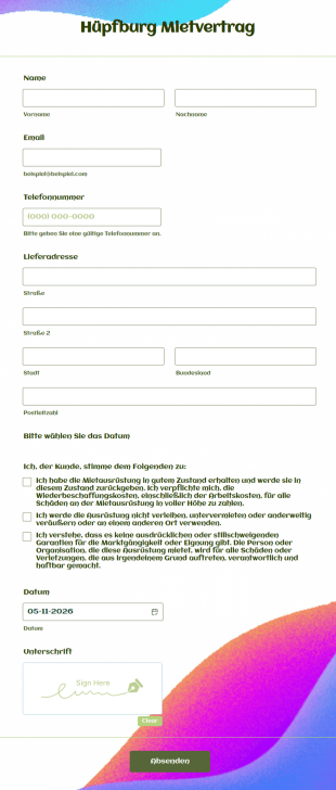 Hüpfburg Mietvertrag