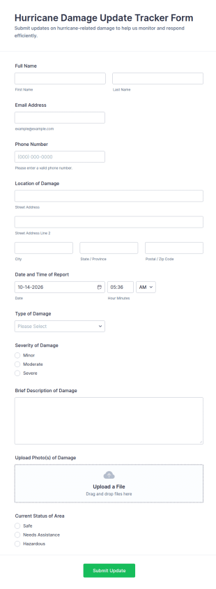 Hurricane Damage Update Tracker Form Template