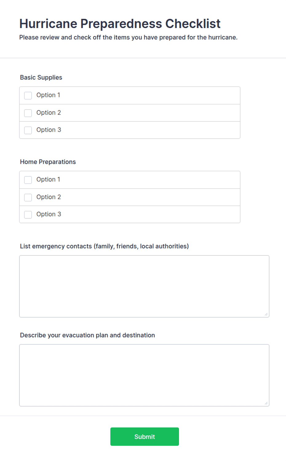 Hurricane Preparedness Checklist Form Template | Jotform