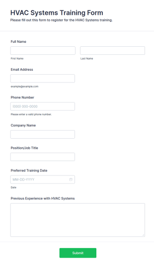 HVAC Systems Training Form Template