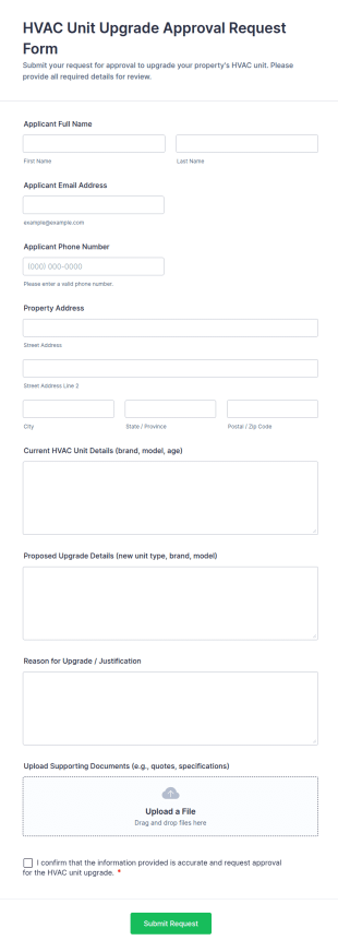HVAC Unit Upgrade Approval Request Form Template