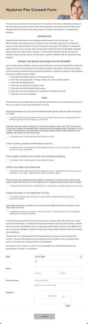 Hyaluron Pen Consent Form Template