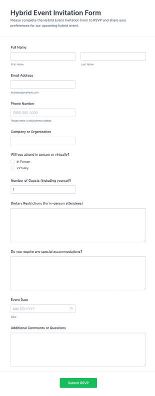 Hybrid Event Invitation Form Template