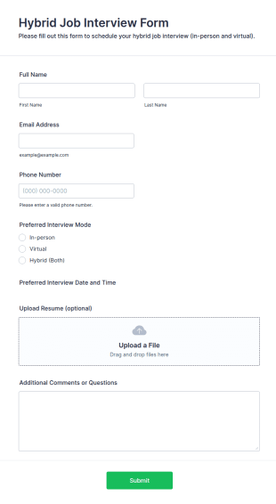 Hybrid Job Interview Form Template