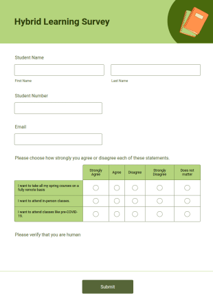 Hybrid Learning Survey Form Template