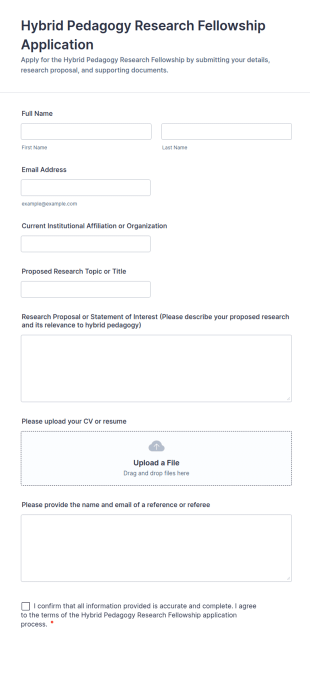 Hybrid Pedagogy Research Fellowship Application Form Template