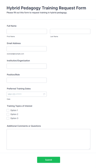 Hybrid Pedagogy Training Request Form Template