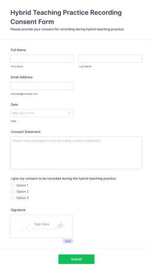 Hybrid Teaching Practice Recording Consent Form Template