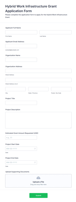 Hybrid Work Infrastructure Grant Application Form Form Template