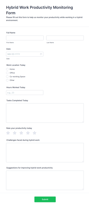Hybrid Work Productivity Monitoring Form Template