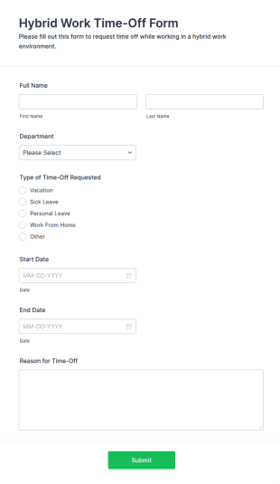 Hybrid Work Time Off Form Template