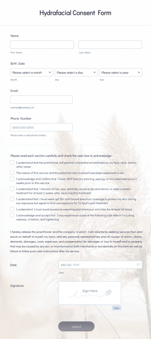 Hydrafacial Consent Form Template