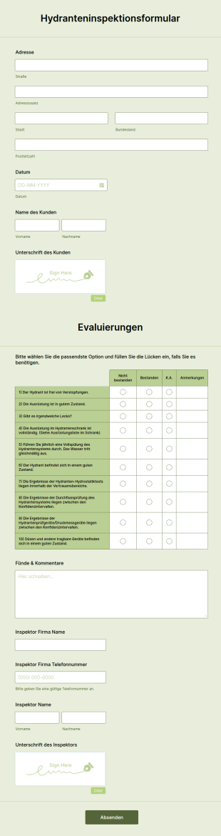 Hydranteninspektionsformular