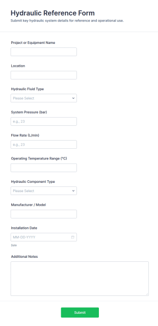 Hydraulic Reference Form Template