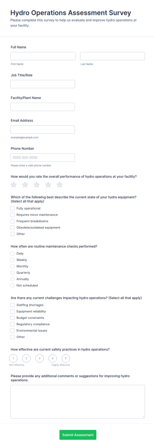 Hydro Operations Assessment Survey Form Template
