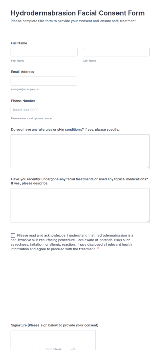 Hydrodermabrasion Facial Consent Form Template
